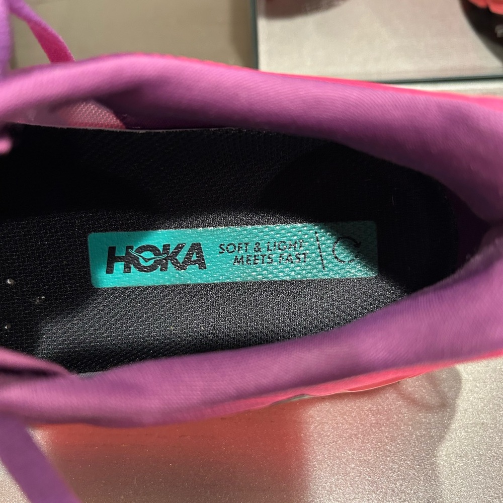 Hoka Rincon 3 Women's Pink and Purple Cushioning Running Shoes - Picture 8 of 14